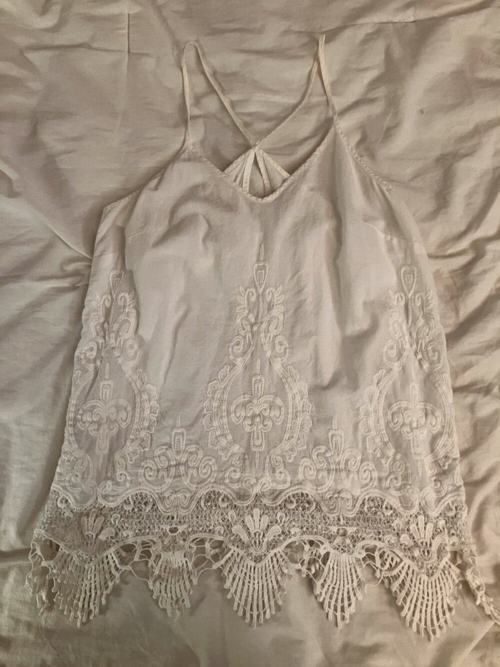 Flowy boho tank with crochet detail